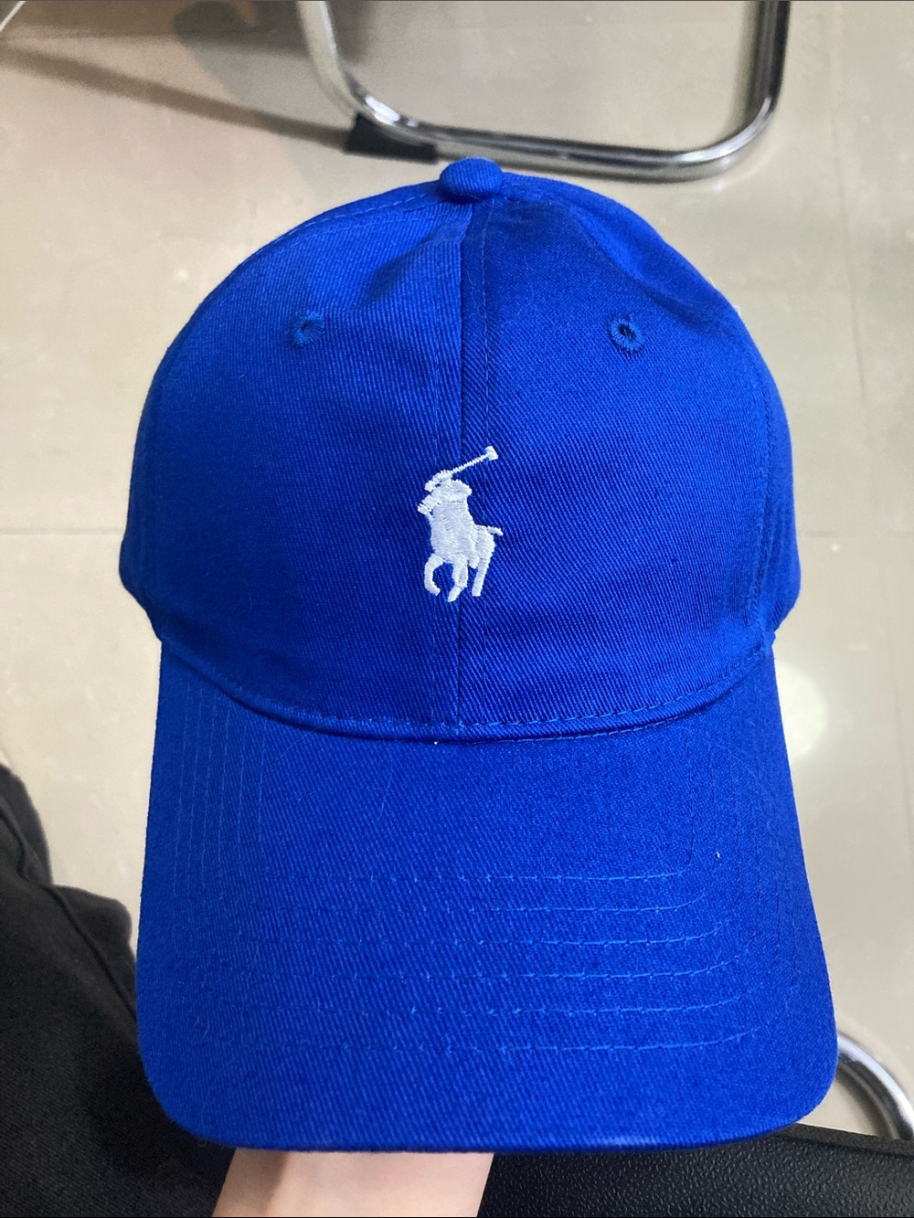 Authentic Ralph Lauren Blue Baseball Cap with White Pony Logo